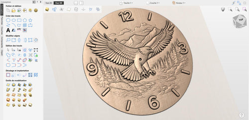 Fichier CNC horloge aigle américain – bas-relief drapeau USA pour sculpture bois, décoration murale patriotique STL