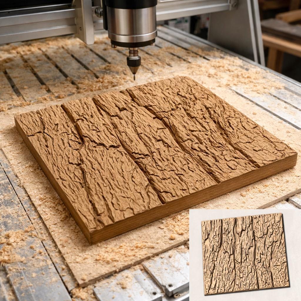 CNC STL Wood Texture Relief Panel, Bark Surface Pattern, CNC Carving File for Woodworking, Wall Decor Panel Design