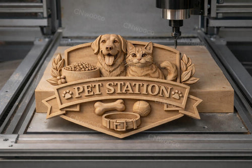Fichier CNC & impression 3D station animaux chien chat – bas-relief panneau pour sculpture bois, décoration murale pet lover STL