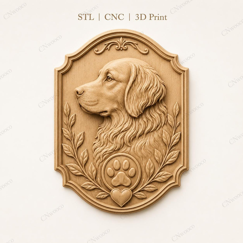 CNC & 3D-Druck Relief Hund, Haustierplakette Datei für Holzgravur, hochwertiges STL