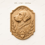 CNC & 3D-Druck Relief Hund, Haustierplakette Datei für Holzgravur, hochwertiges STL