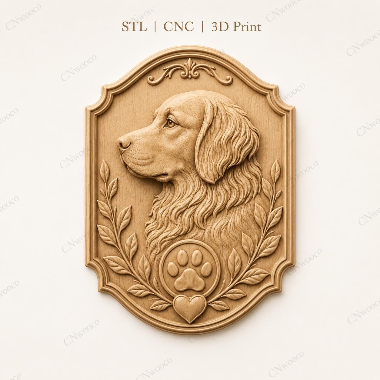 CNC & 3D-Druck Relief Hund, Haustierplakette Datei für Holzgravur, hochwertiges STL