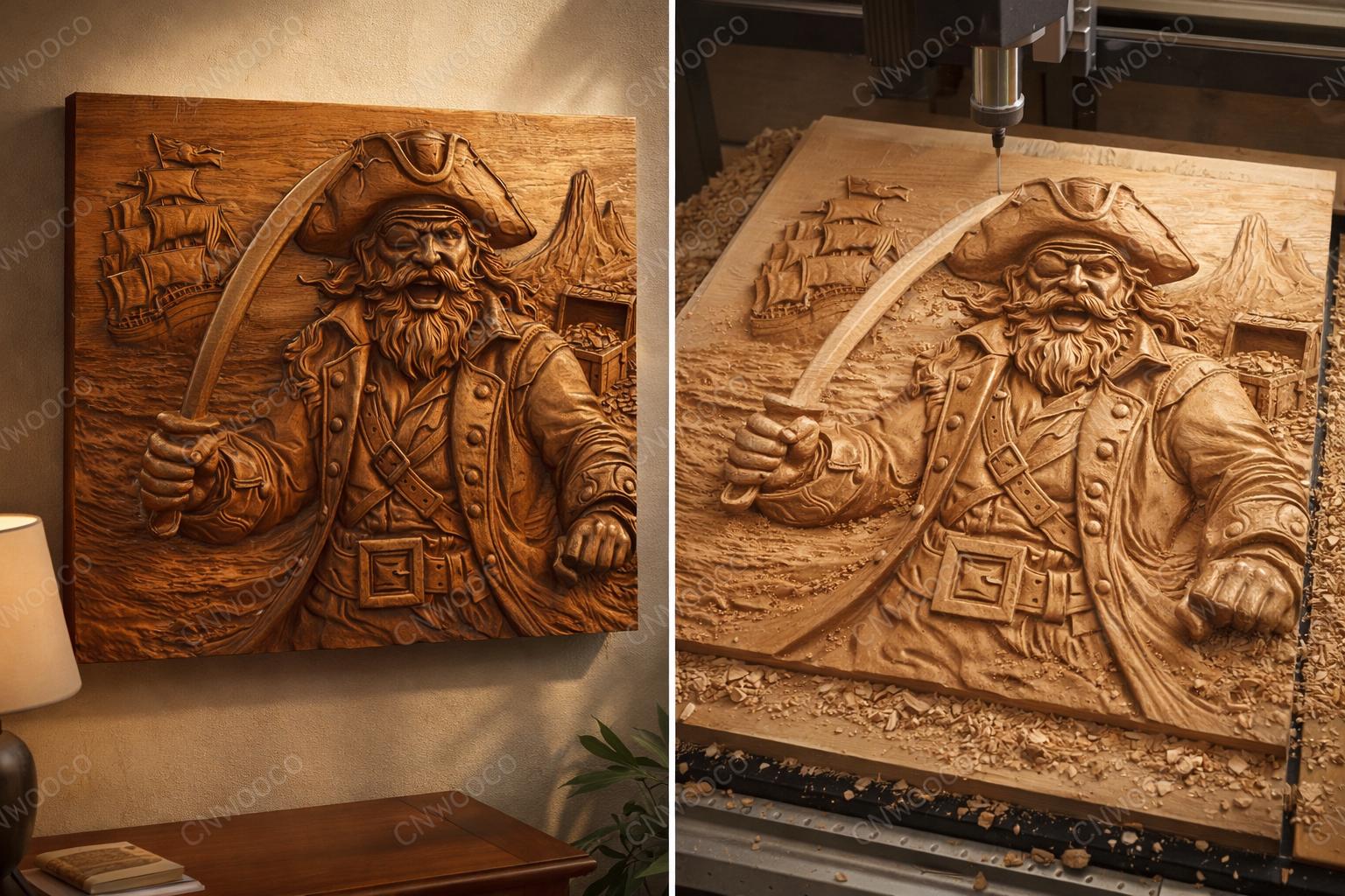 CNC-Datei Pirat – Flachrelief für Holzskulpturen, Wanddekoration STL