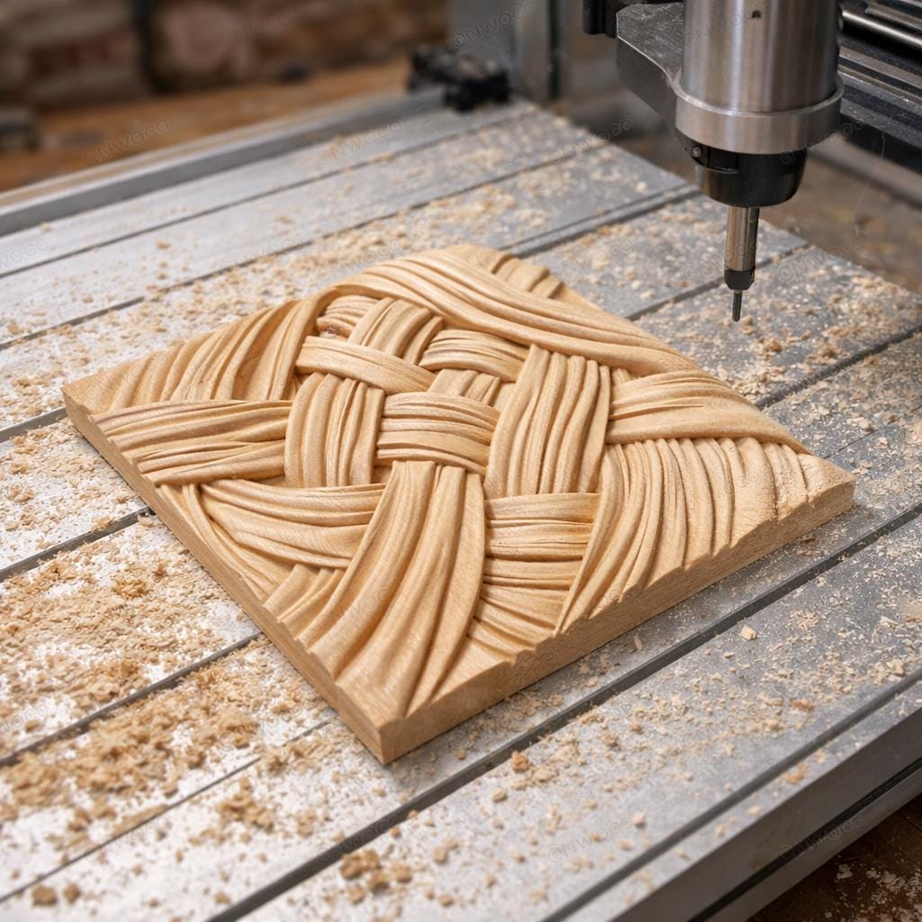 Fichier CNC panneau texture bois tissé, bas-relief motif tressé décoratif, décoration murale, panneau porte meuble, modèle gravure 3D STL