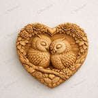 Fichier CNC cœur hibou – bas-relief romantique pour sculpture bois, décoration murale STL