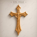 Fichier CNC & impression 3D – croix chrétienne en bas-relief 3D, modèle STL pour sculpture bois et décoration murale
