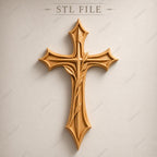 Fichier CNC & impression 3D – croix chrétienne en bas-relief 3D, modèle STL pour sculpture bois et décoration murale