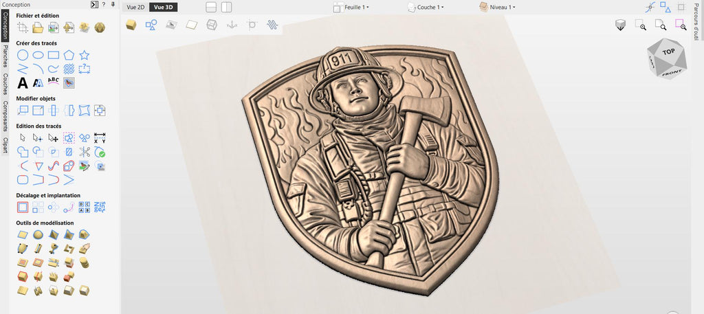 CNC-Datei für Feuerwehr-Basrelief Holz, Wanddekoration Feuerwehr, rustikale Holzskulptur, Geschenkidee, 3D-Gravurmodell STL