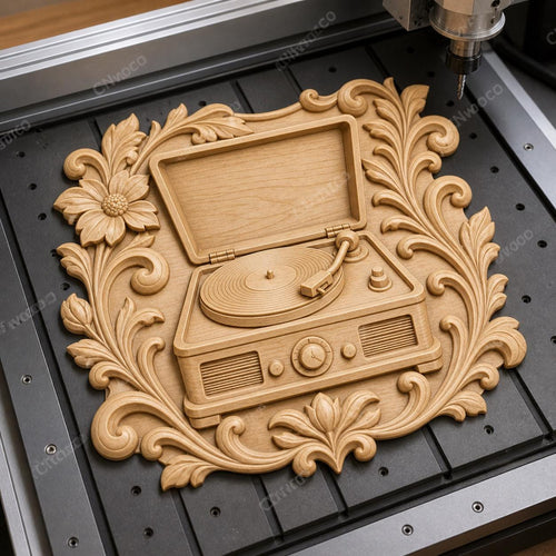 CNC & impression 3D relief tourne-disque vintage avec ornements floraux, fichier STL très haute qualité