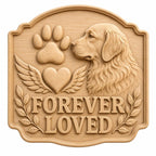 CNC & impression 3D relief mémorial chien Forever Loved avec empreinte et ailes, souvenir animal pour gravure bois, STL de haute qualité