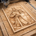 CNC-Datei Templerritter – mittelalterliches Basrelief für Holzskulpturen, Wanddekoration STL