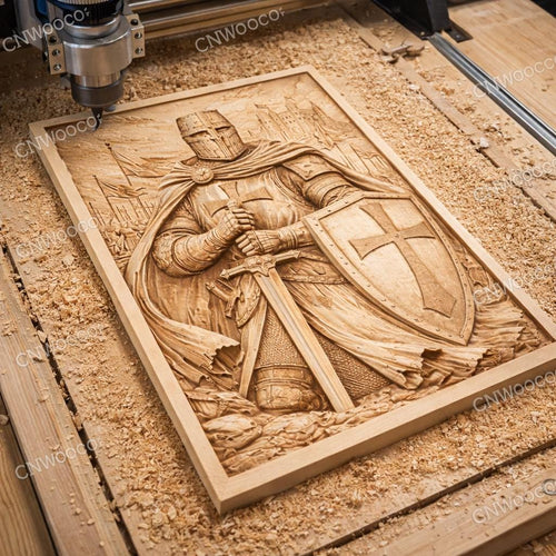 Fichier CNC chevalier templier – bas-relief médiéval pour sculpture bois, décoration murale STL