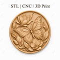 CNC & impression 3D relief papillon floral décoratif, fichier STL très haute qualité