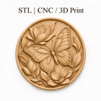 CNC & impression 3D relief papillon floral décoratif, fichier STL très haute qualité