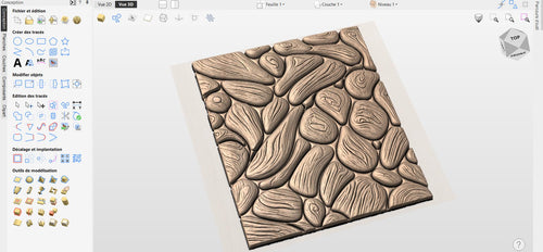 Fichier CNC panneau texture bois galets organiques – bas-relief motif pour sculpture bois, design surface décorative et panneau mural STL