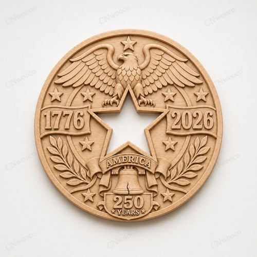 Fichier CNC & impression 3D America 250 – bas-relief aigle USA 1776-2026, Liberty Bell, 4th of July STL bois