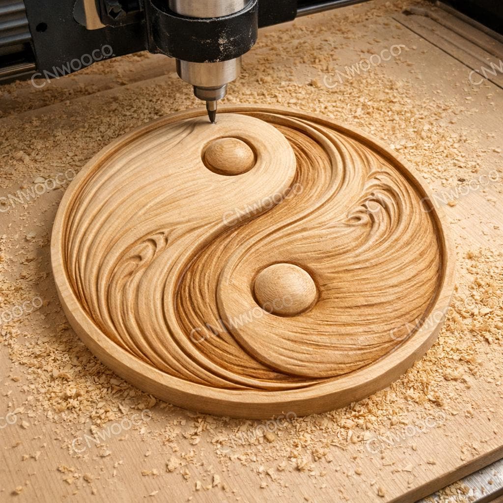 Yin Yang CNC-Datei – Zen-Gleichgewicht-Flachrelief für Holzskulpturen, spirituelle Wanddekoration STL
