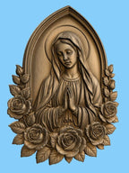 CNC & impression 3D relief Vierge Marie avec roses, fichier STL très haute qualité