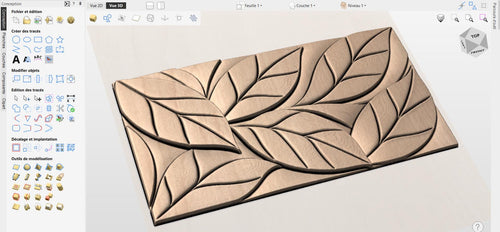 Fichier CNC panneau texture bois feuilles – bas-relief motif nature pour sculpture bois, design façade meuble et décoration murale STL