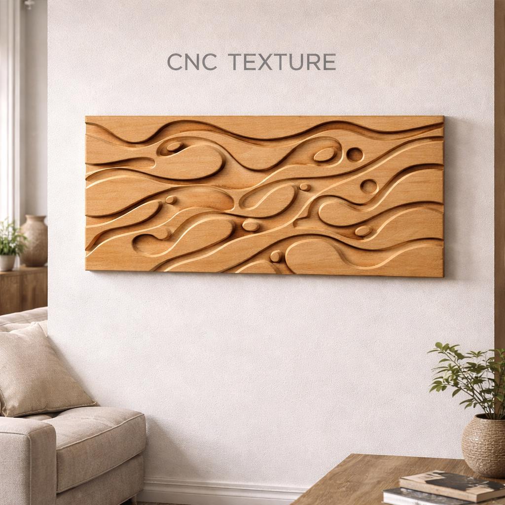Fichier CNC panneau texture bois vague moderne – bas-relief pour sculpture bois, design façade meuble et décoration murale STL