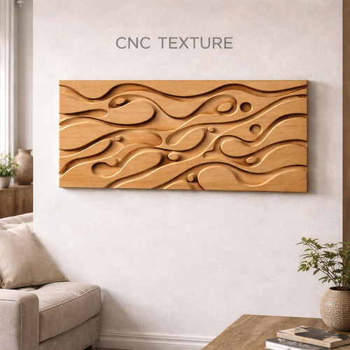 Fichier CNC panneau texture bois vague moderne – bas-relief pour sculpture bois, design façade meuble et décoration murale STL