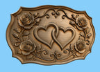 CNC & impression 3D relief cœurs entrelacés avec roses, fichier mariage amour pour gravure bois, STL de haute qualité