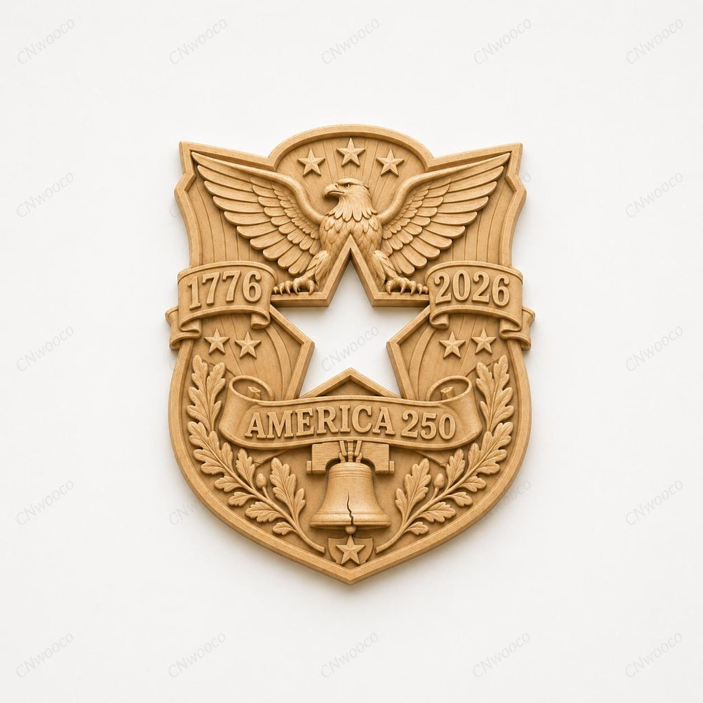 Fichier CNC & impression 3D America 250 – bas-relief aigle USA 1776-2026, Liberty Bell, 4th of July STL bois