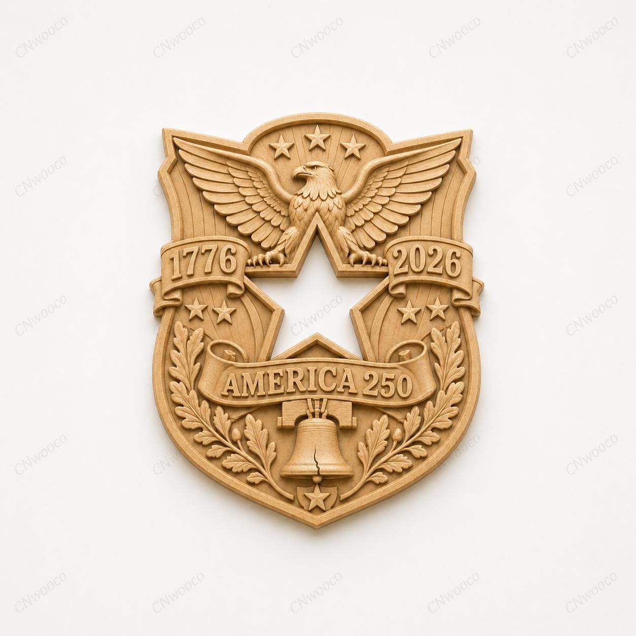 Fichier CNC & impression 3D America 250 – bas-relief aigle USA 1776-2026, Liberty Bell, 4th of July STL bois