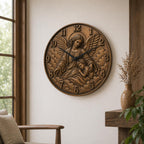 Fichier CNC horloge chrétienne – bas-relief religieux pour sculpture bois, décoration murale STL