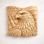Fichier CNC aigle américain – bas-relief drapeau USA pour sculpture bois, décoration murale patriotique STL
