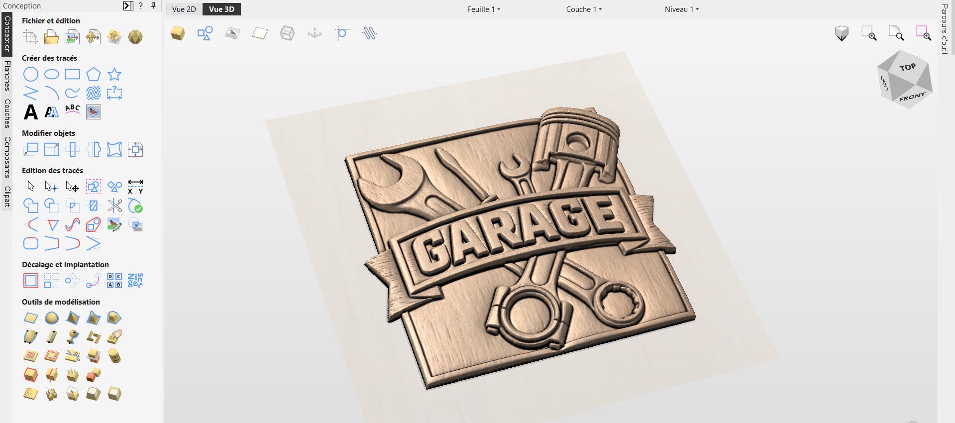Fichier CNC panneau garage mécanique, bas-relief bois outils auto, décoration murale atelier, cadeau garage, modèle gravure 3D STL