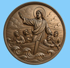 CNC & impression 3D relief Jésus calmant la tempête, scène biblique chrétienne, fichier STL très haute qualité