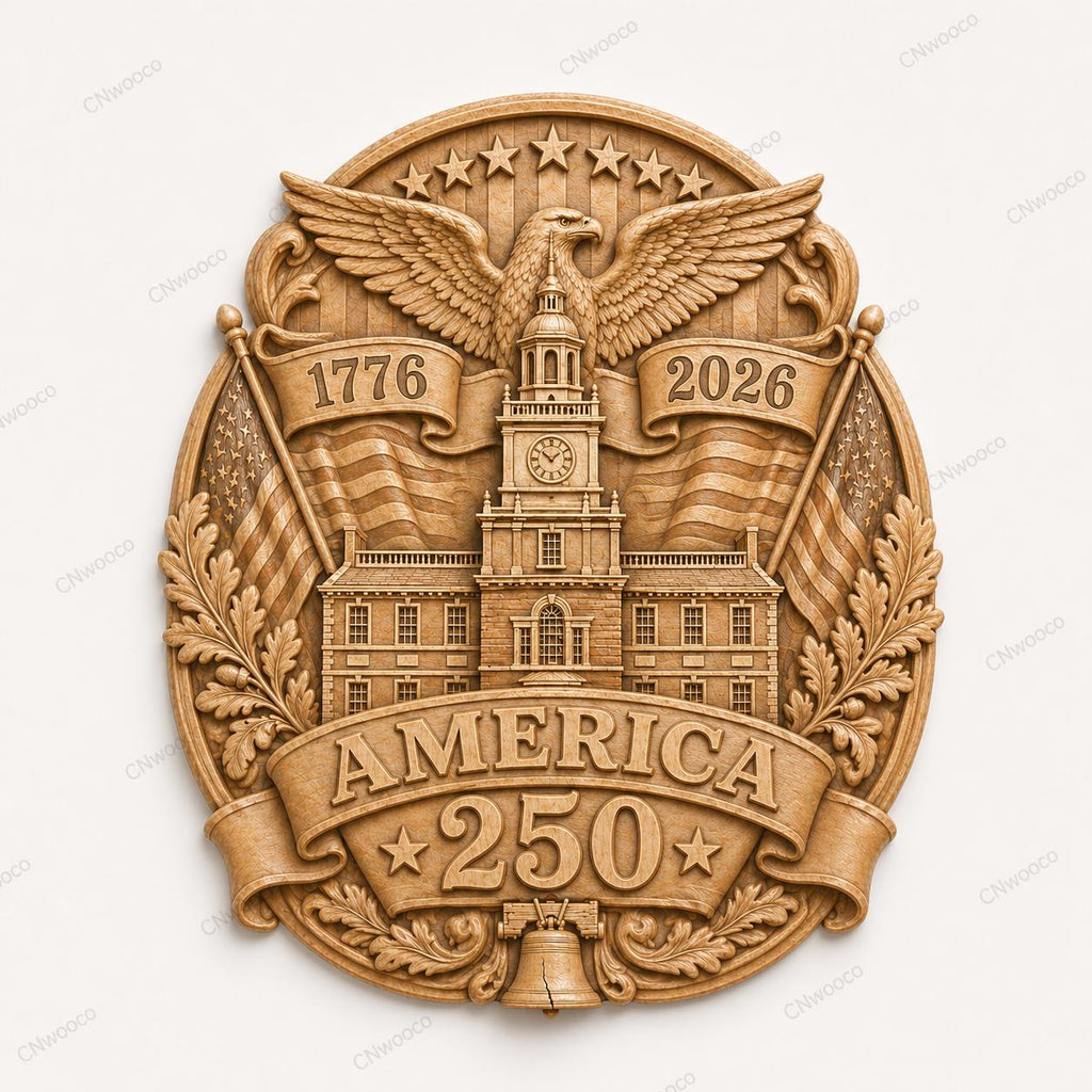 CNC- & 3D-Druckdatei Amerika 250 Bundle, 3 patriotische STL-Reliefs, USA Jubiläum 1776 2026