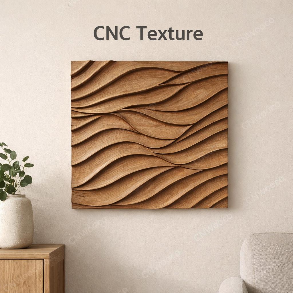 Fichier CNC panneau texture bois vague, bas-relief ondulé décoratif, décoration murale, surface texturée, modèle gravure 3D STL