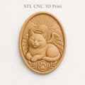 CNC & impression 3D chat ange mémorial STL, relief animal de compagnie pour souvenir et sculpture bois