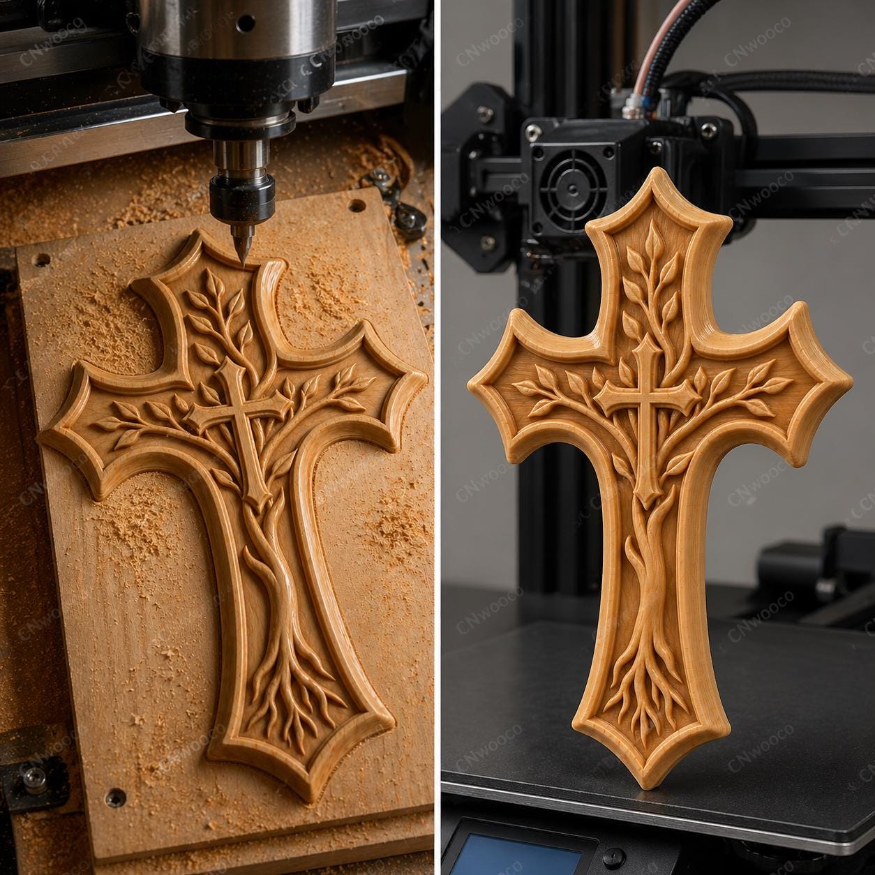 Fichier CNC & impression 3D – croix chrétienne en bas-relief 3D, modèle STL pour sculpture bois et décoration murale