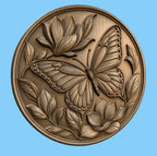 CNC & impression 3D relief papillon floral décoratif, fichier STL très haute qualité