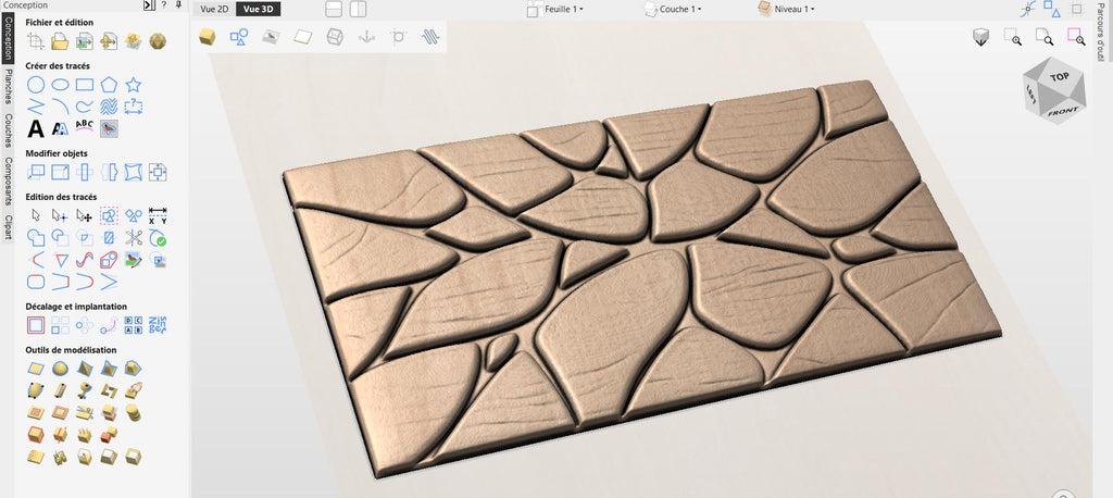 Fichier CNC panneau texture bois motif organique – bas-relief pour sculpture bois, design porte de meuble et décoration murale STL
