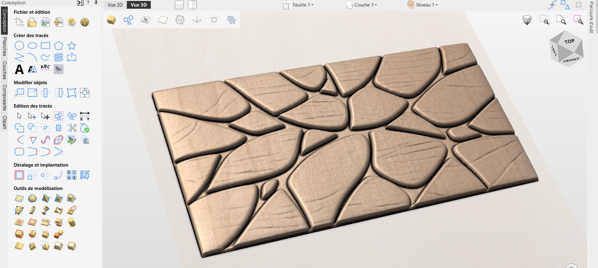Fichier CNC panneau texture bois motif organique – bas-relief pour sculpture bois, design porte de meuble et décoration murale STL