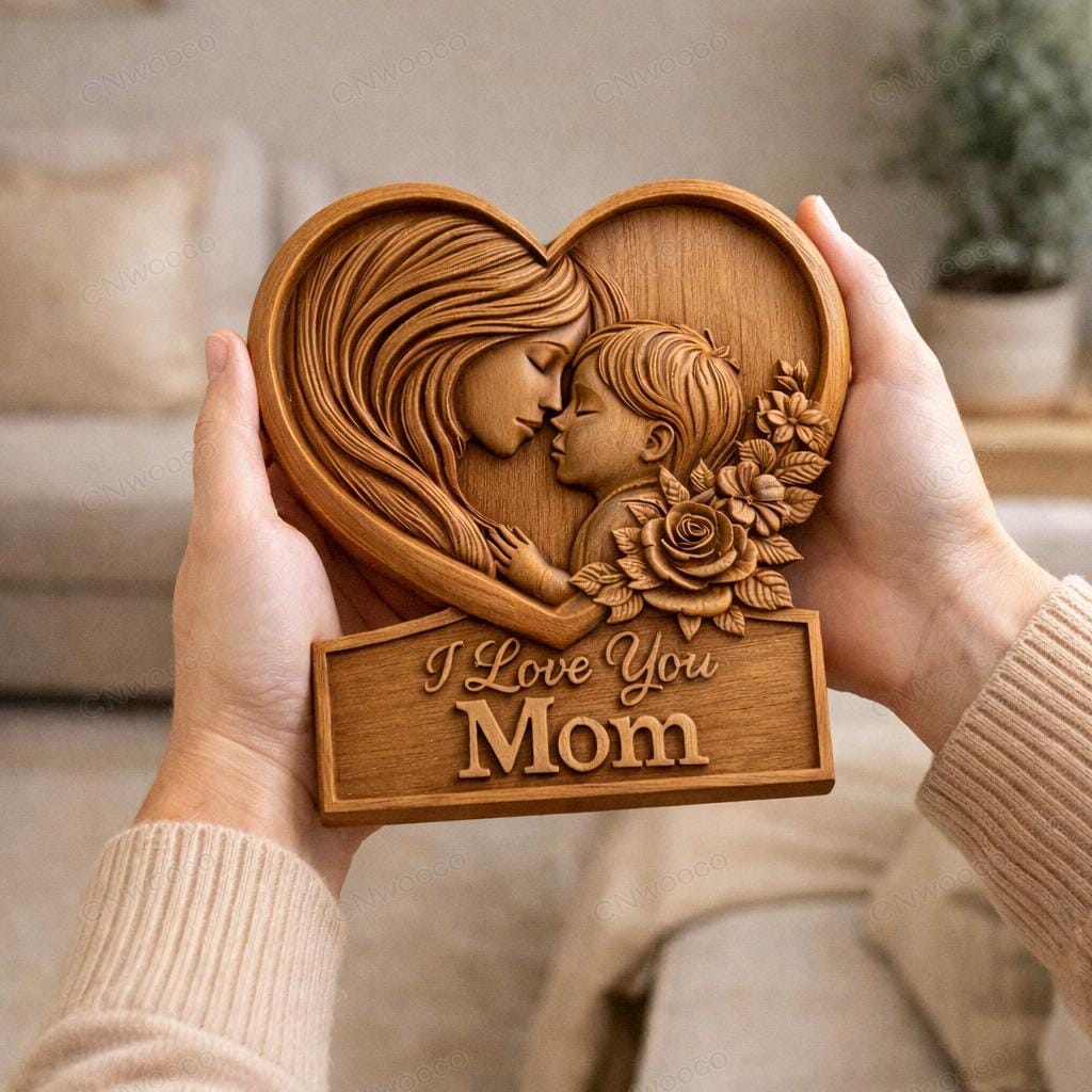 CNC- und 3D-Druckdatei Blumenherz Rosen – Holz-Basrelief als Muttertagsgeschenk, Wanddekoration STL