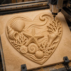 CNC & impression 3D cœur marin avec coquillages et étoile de mer, fichier STL très haute qualité