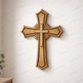 Fichier CNC & impression 3D croix chrétienne – bas-relief bois pour sculpture CNC, décoration murale religieuse STL
