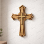 Fichier CNC & impression 3D croix chrétienne – bas-relief bois pour sculpture CNC, décoration murale religieuse STL