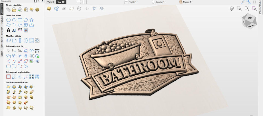 CNC-Datei Badezimmerpaneel, rustikale Badewanne Relief, Wanddekoration, Badezimmer-Schild, 3D STL-Graviermodell