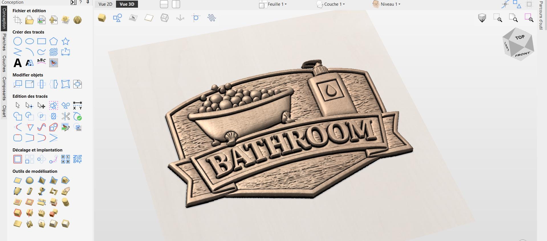 CNC-Datei Badezimmerpaneel, rustikale Badewanne Relief, Wanddekoration, Badezimmer-Schild, 3D STL-Graviermodell