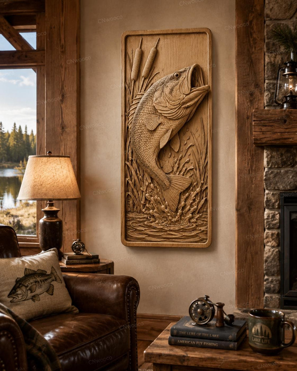 CNC & impression 3D poisson bass sautant hors de l’eau, fichier STL très haute qualité