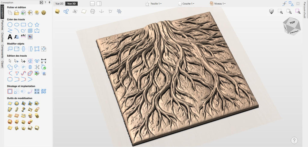 Fichier CNC panneau texture bois racines organiques, bas-relief naturel décoratif, décoration murale, surface bois sculptée, gravure 3D STL