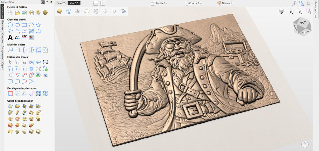 CNC-Datei Pirat – Flachrelief für Holzskulpturen, Wanddekoration STL