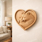 Fichier CNC cœur famille ours – bas-relief mère et ourson pour sculpture bois, décoration murale nature STL