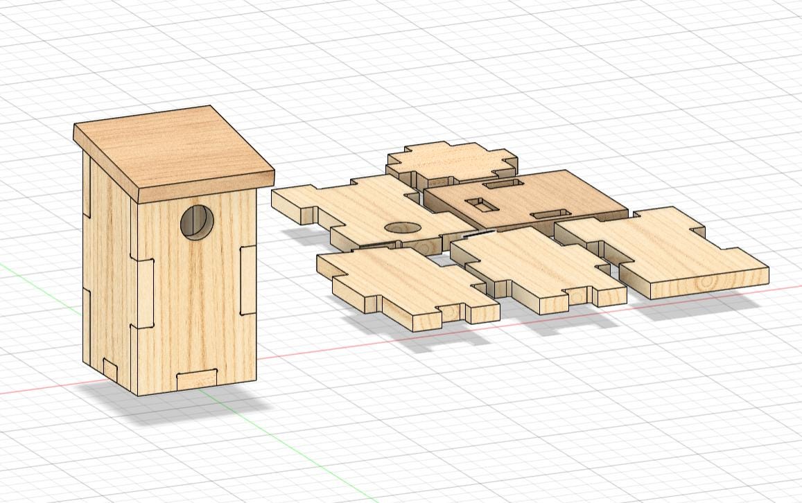 Fichier CNC nichoir oiseaux, modèle 3D jardin, digital download, fichiers dxf svg ai pdf crv crv3d